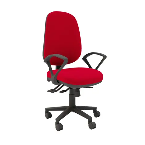 Multi-functional High Back Task Chair - Black Base - Fixed Arms - Redstone